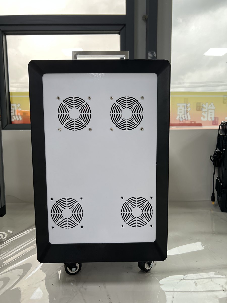 Cabinet face with four forced-air cooling fans