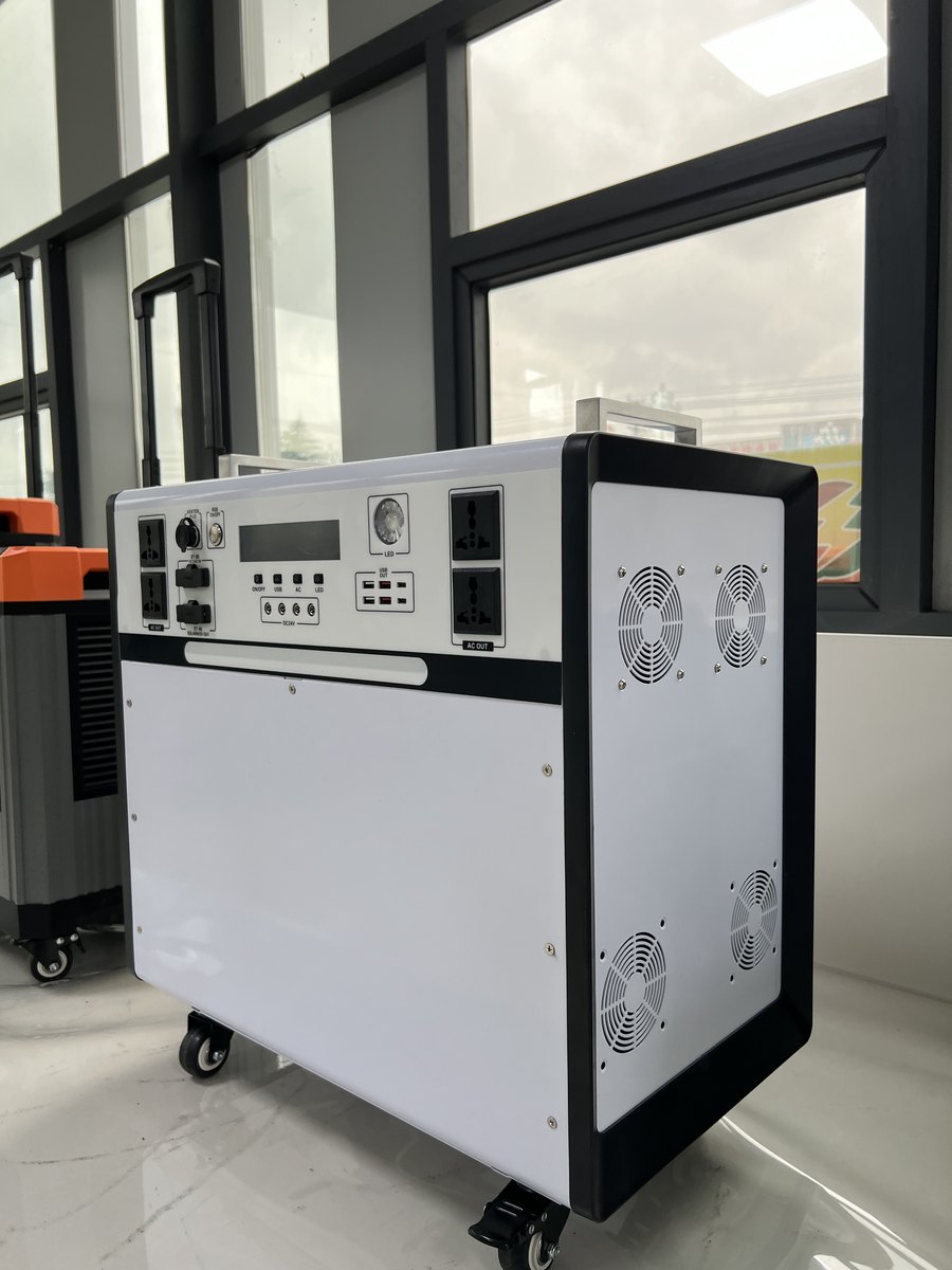 Energy storage cabinet unit on casters with a front control panel