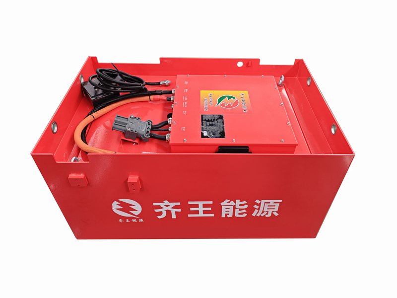 Red traction pack shown from the terminal side