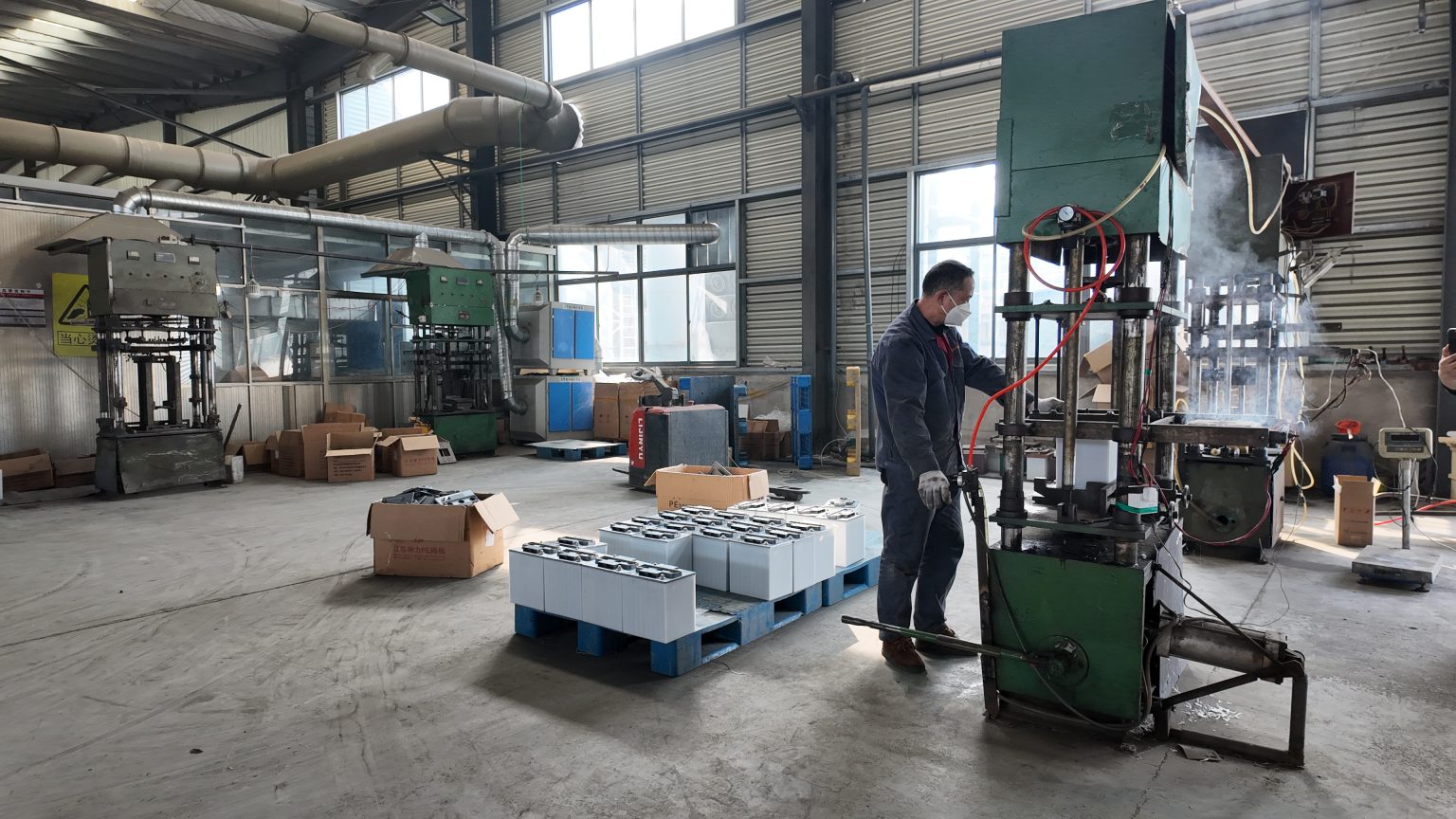 Lead-acid battery production workshop
